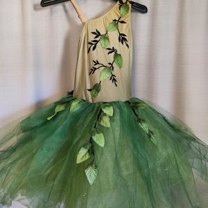 Girls Green Ballet tutu with headpiece